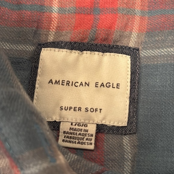 American Eagle Men’s Pink and Blue Button Up Size Large - Picture 4 of 4